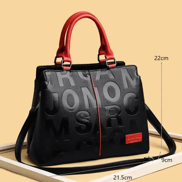 Leather Casual Crossbody Handbag Large Capacity Travel Tote - style1-red