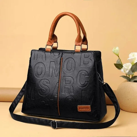 PU Leather Casual Shoulder & Crossbody Bags for Women - Luxury Designer Large Capacity Travel Handbag - BROWN