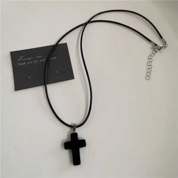 Black Heart Cross Pendant Chain Necklace for Unisex Goth Fashion - 11
