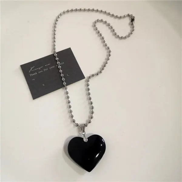 Black Heart Cross Pendant Chain Necklace for Unisex Goth Fashion - 9