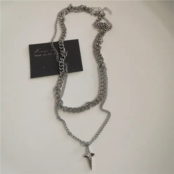Black Heart Cross Pendant Chain Necklace for Unisex Goth Fashion - 7