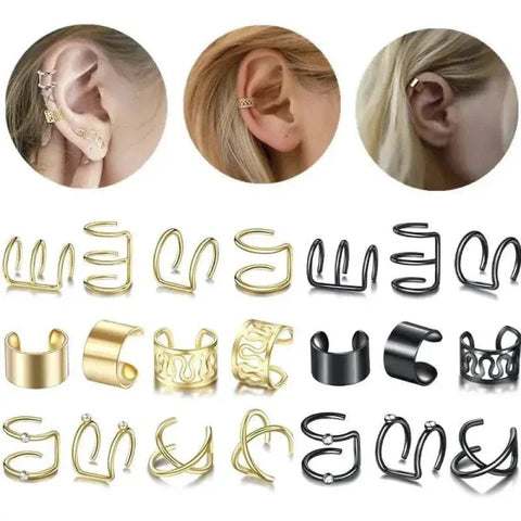 Punk Rock Earrings – Clip-On Ear Cuffs for No Piercing Fashion Jewelry
