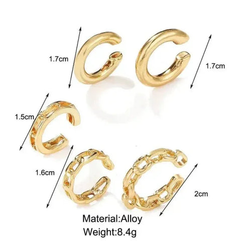 Punk Rock Earrings – Clip-On Ear Cuffs for No Piercing Fashion Jewelry - e1051