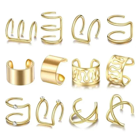Punk Rock Earrings – Clip-On Ear Cuffs for No Piercing Fashion Jewelry - e122jin