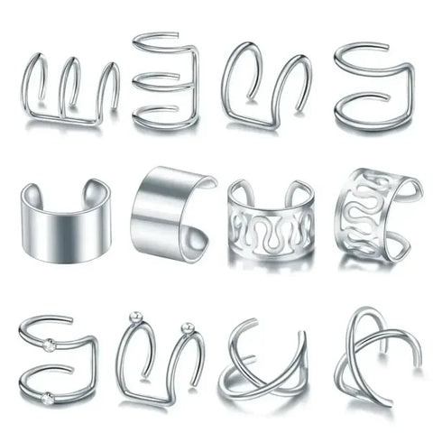 Punk Rock Earrings – Clip-On Ear Cuffs for No Piercing Fashion Jewelry - e122yin