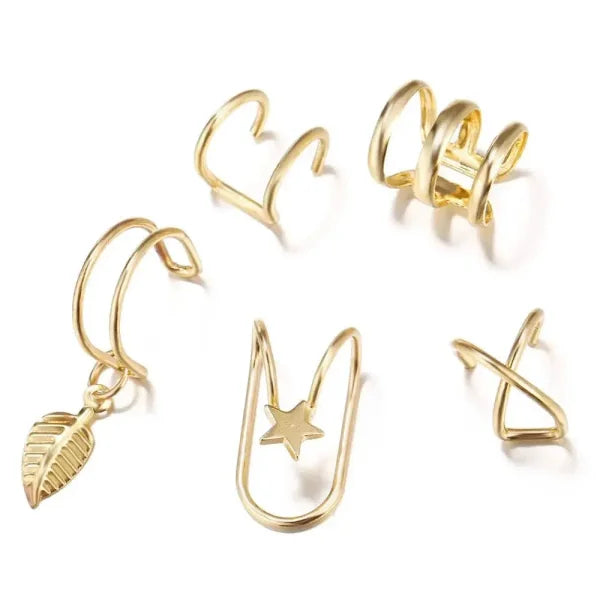Punk Rock Earrings – Clip-On Ear Cuffs for No Piercing Fashion Jewelry - e875ajin