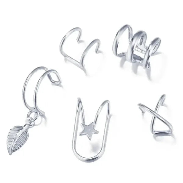 Punk Rock Earrings – Clip-On Ear Cuffs for No Piercing Fashion Jewelry - e875ayin