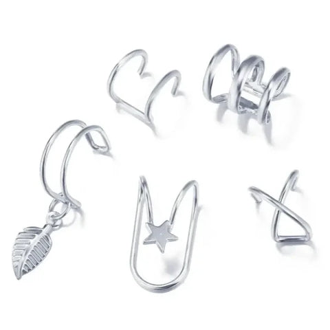 Punk Rock Earrings – Clip-On Ear Cuffs for No Piercing Fashion Jewelry - e875ayin