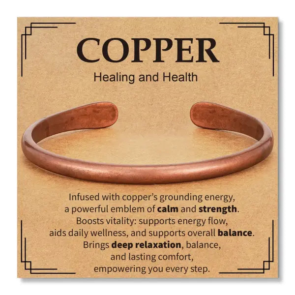 Pure Copper Cuff Bracelet Adjustable Spiritual Healing Jewelry - Copper-drop