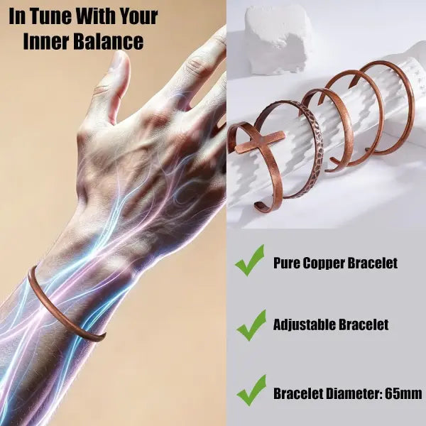 Pure Copper Cuff Bracelet Adjustable Spiritual Healing Jewelry