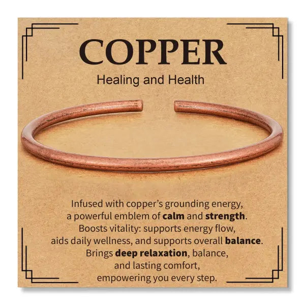 Pure Copper Cuff Bracelet Adjustable Spiritual Healing Jewelry - Copper-thin