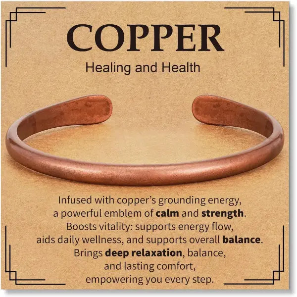 Pure Copper Cuff Bracelet Adjustable Spiritual Healing Jewelry