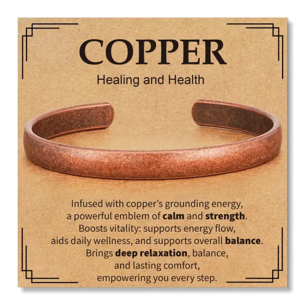 Pure Copper Cuff Bracelet Adjustable Spiritual Healing Jewelry - Copper-wide