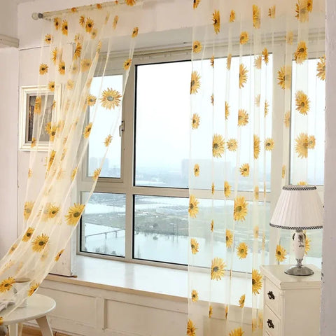 Purple Peony Floral Tulle Sheer Curtains - Elegant Window Treatment for Living Room & Bedroom