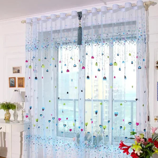 Purple Peony Floral Tulle Sheer Curtains - Elegant Window Treatment for Living Room & Bedroom
