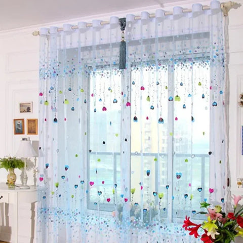 Purple Peony Floral Tulle Sheer Curtains - Elegant Window Treatment for Living Room & Bedroom