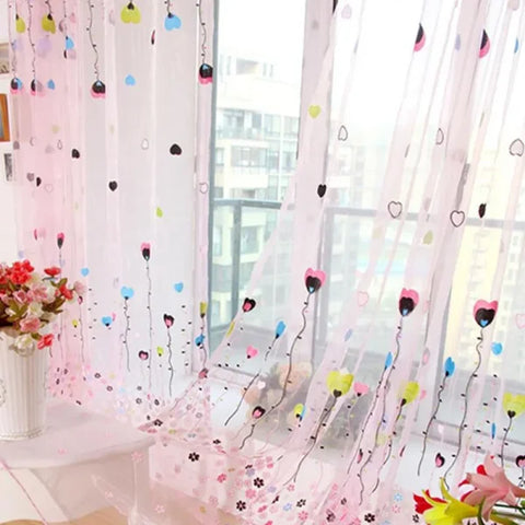 Purple Peony Floral Tulle Sheer Curtains - Elegant Window Treatment for Living Room & Bedroom