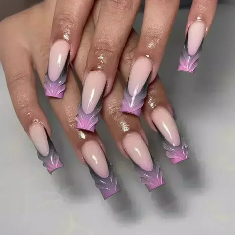 Qsezeny 24 Pcs Acrylic False Nails for Elegant Nail Art - Himpall