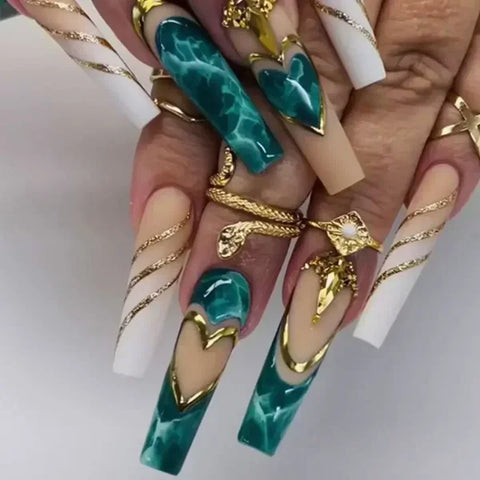 Qsezeny 24 Pcs Acrylic False Nails for Elegant Nail Art - Himpall