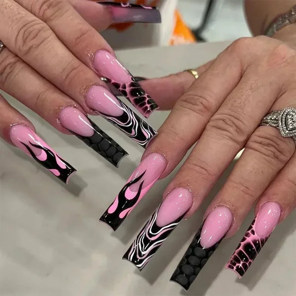 Qsezeny 24 Pcs Acrylic False Nails for Elegant Nail Art - Himpall