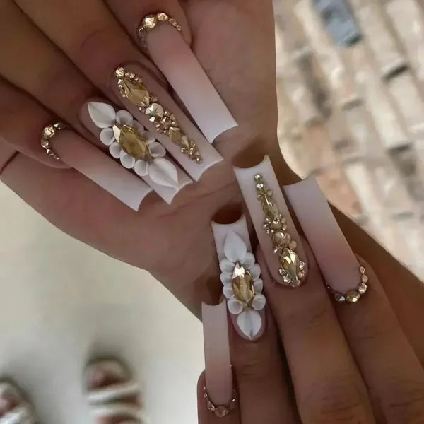 Qsezeny 24 Pcs Acrylic False Nails for Elegant Nail Art - Himpall