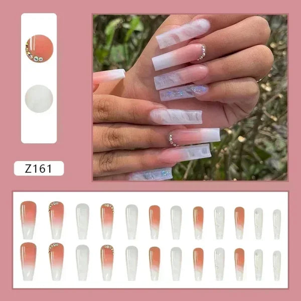 Qsezeny 24 Pcs Acrylic False Nails for Elegant Nail Art - Himpall