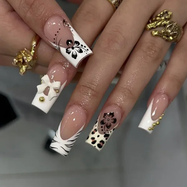 Qsezeny 24 Pcs Acrylic False Nails for Elegant Nail Art - Himpall