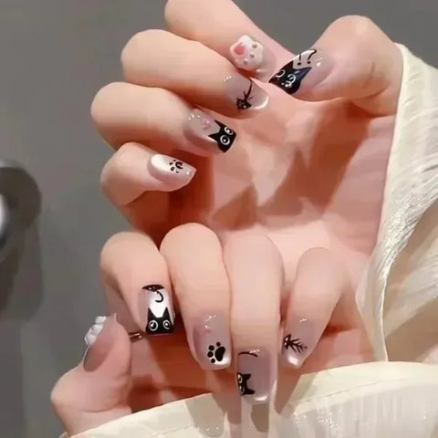 Qsezeny Short Coffin Acrylic False Nail Tips 24pcs Box - Himpall