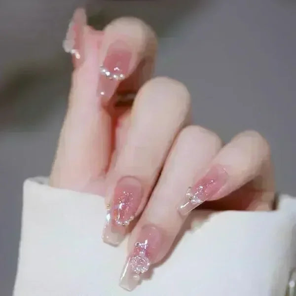 Qsezeny Short Coffin Acrylic False Nail Tips 24pcs Box - Himpall