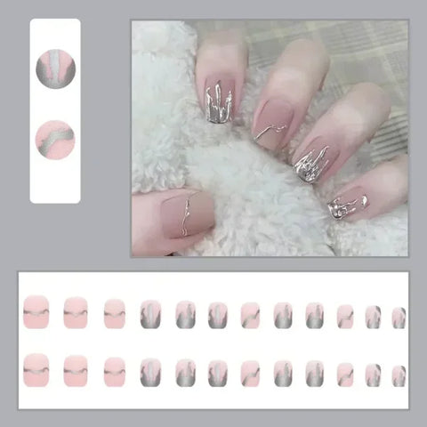 Qsezeny Short Coffin Acrylic False Nail Tips 24pcs Box - Himpall