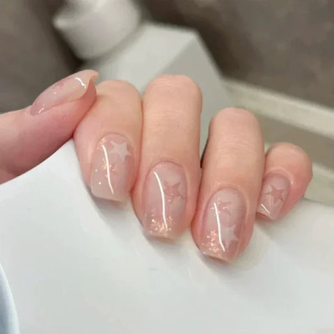 Qsezeny Short Coffin Acrylic False Nail Tips 24pcs Box - Himpall
