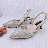 Mesh Coral Pattern Pointed High Heels Plush Daily Wear - ONLY SHOES SILVER / 39 / China Mainland