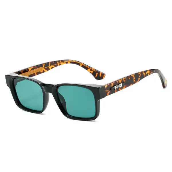 Quality Square Polarized Sunglasses Men with Metal Core UV400 Protection - Leopard Green / Other