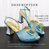Sky Blue Peep Toe Heels Handbag Set Square Heel Wedding