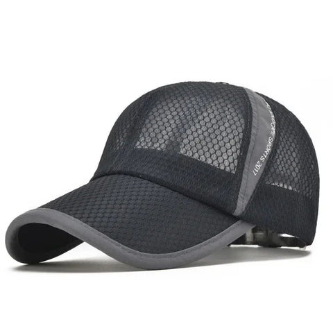 Quick-Dry Sports Baseball Cap – Snapback Mesh Patchwork Hiking & Running Hat - Dark Grey Cap / Adjustable