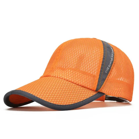 Quick-Dry Sports Baseball Cap – Snapback Mesh Patchwork Hiking & Running Hat - Yellow Cap / Adjustable