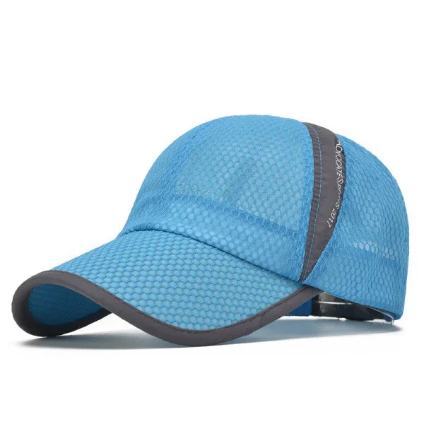 Quick-Dry Sports Baseball Cap – Snapback Mesh Patchwork Hiking & Running Hat - Light Blue Cap / Adjustable