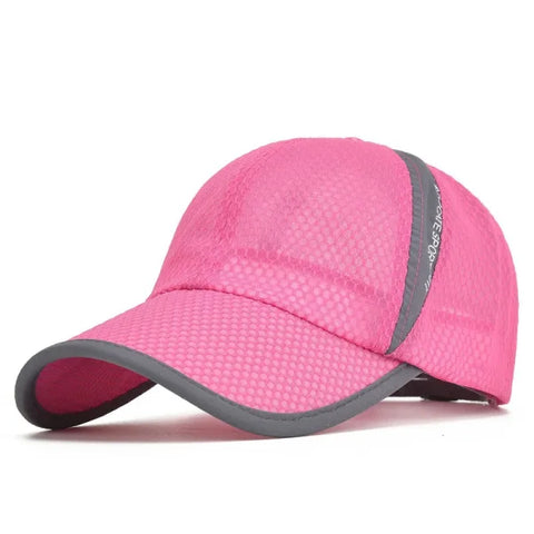 Quick-Dry Sports Baseball Cap – Snapback Mesh Patchwork Hiking & Running Hat - Rose Red Cap / Adjustable