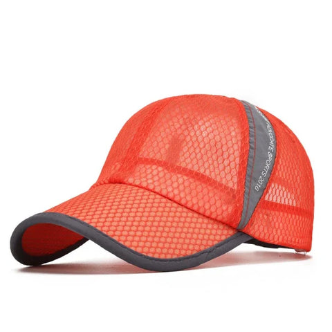 Quick-Dry Sports Baseball Cap – Snapback Mesh Patchwork Hiking & Running Hat - Orange Cap / Adjustable