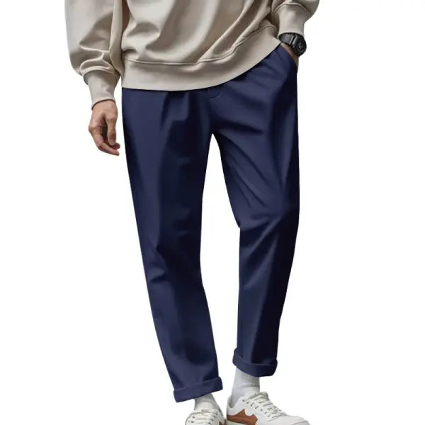 Quick Dry Trousers Loose Fit Polyester Fiber – Comfortable Casual Pants - Navy Blue / L - None