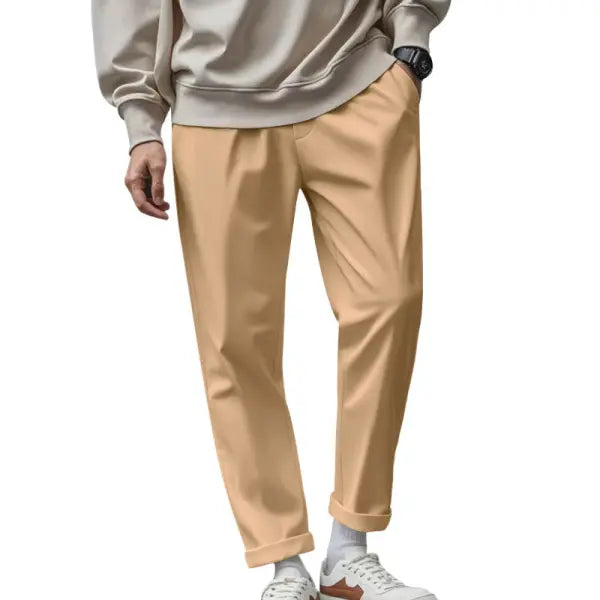 Quick Dry Trousers Loose Fit Polyester Fiber – Comfortable Casual Pants - Khaki / L - None