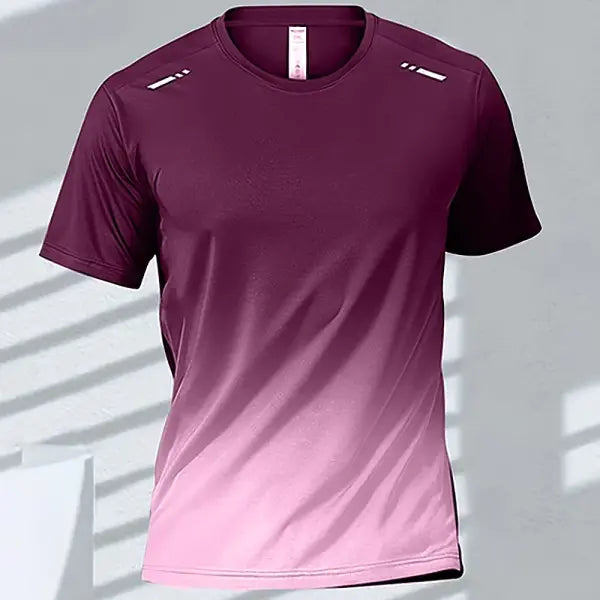 Quick Drying Men’s Sports T-Shirt Gradient Short Sleeve Workout Tee - EXZHF2024271CM / 5XL