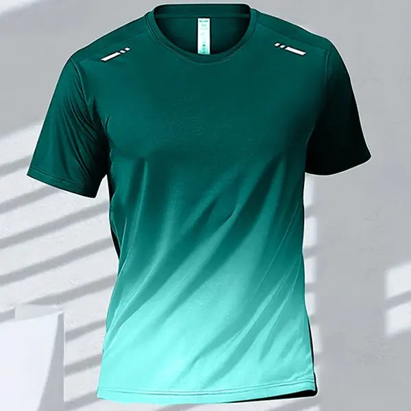 Quick Drying Men’s Sports T-Shirt Gradient Short Sleeve Workout Tee - EXZHF2024271CP / 5XL