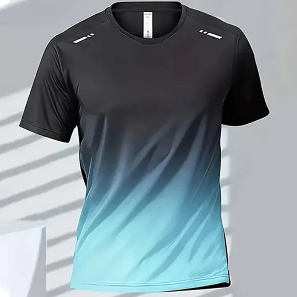 Quick Drying Men’s Sports T-Shirt Gradient Short Sleeve Workout Tee - EXZHF2024271CH / 5XL