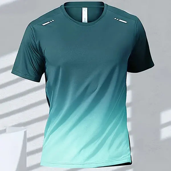 Quick Drying Men’s Sports T-Shirt Gradient Short Sleeve Workout Tee - EXZHF2024271CR / 5XL