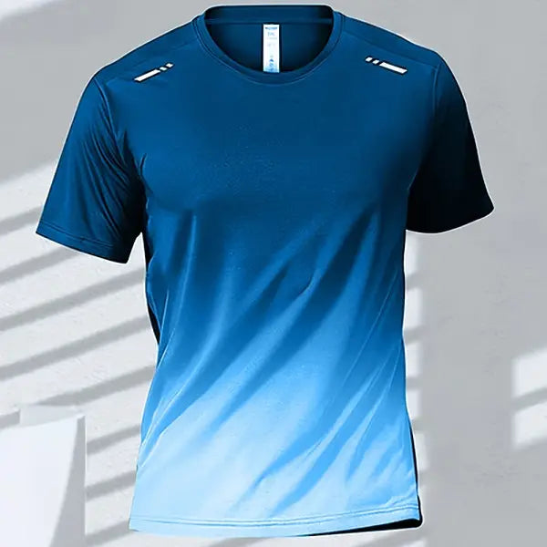 Quick Drying Men’s Sports T-Shirt Gradient Short Sleeve Workout Tee - EXZHF2024271CK / 5XL