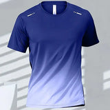 Quick Drying Men’s Sports T-Shirt Gradient Short Sleeve Workout Tee - EXZHF2024271CN / M