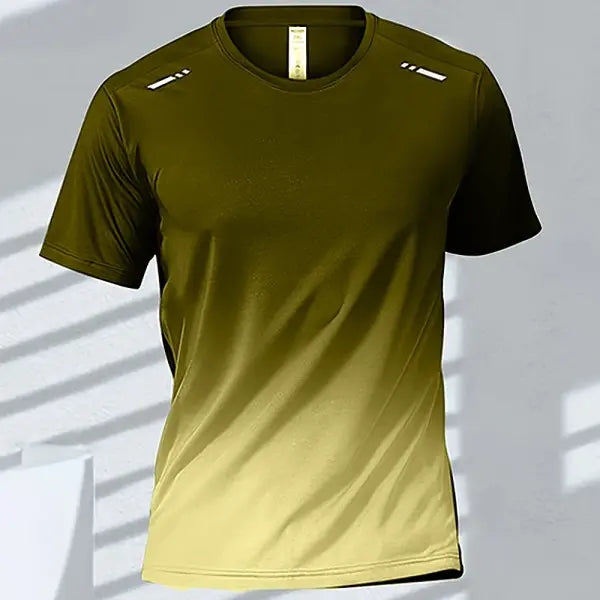 Quick Drying Men’s Sports T-Shirt Gradient Short Sleeve Workout Tee - EXZHF2024271CS / M