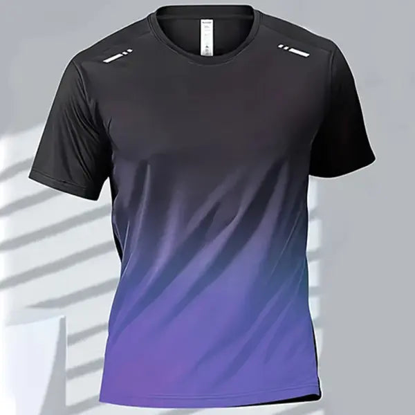 Quick Drying Men’s Sports T-Shirt Gradient Short Sleeve Workout Tee - EXZHF2024271CG / M