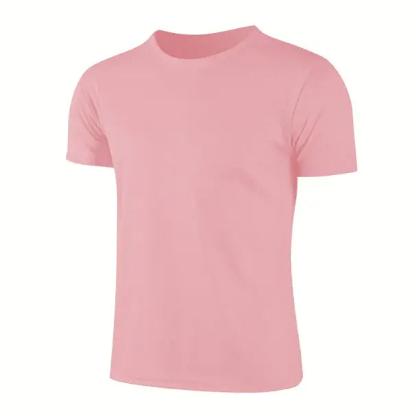 Men’s Quick-Dry Round Neck Sports T-Shirt – Breathable Gym Running Fitness Training Top - pink / 3XL